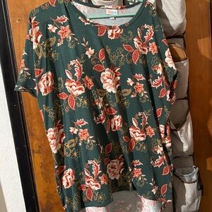 LuLaRoe Floral Green and Red Top